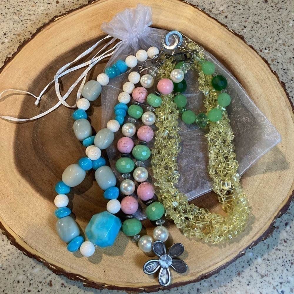 Lot OF HANDMADE SEMI-PRECIOUS STONE JEWELRY- ONE OF A KIND PIECES